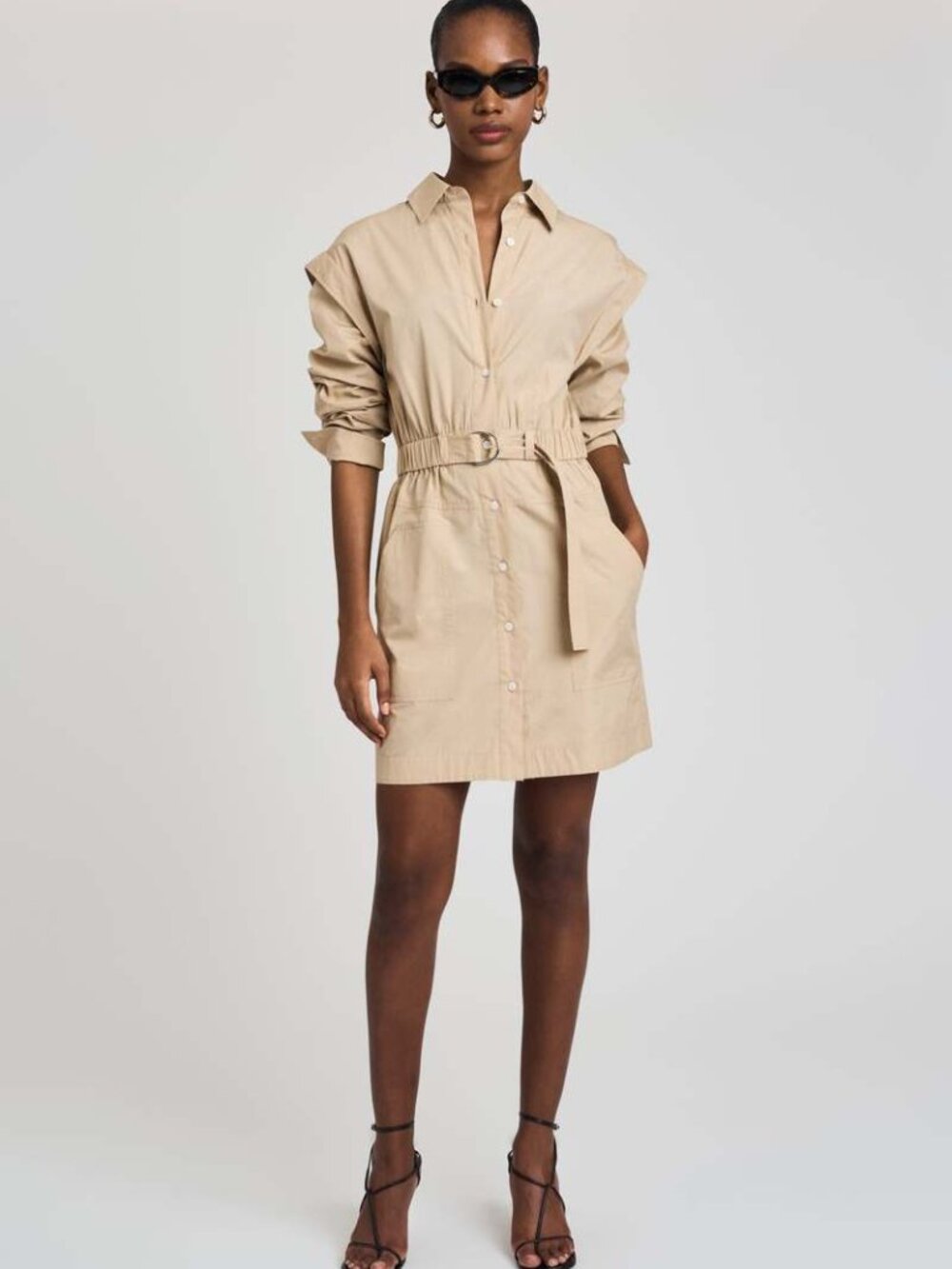 Derek Lam 10 Crosby Hadley Light Khaki Cotton Shirt Dress NWT 6